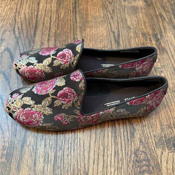 Toms Women's Black Metallic Roses Darcy Flats - Picture 4 of 7